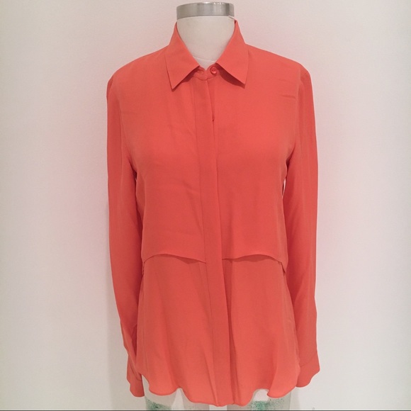 Theory 100% Silk Blouse - Salmon Pink - Picture 1 of 8